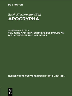cover image of Die apokryphen Briefe des Paulus an die Laodicener und Korinther